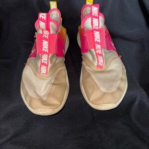Nike Pink and Cream Sneakers with Elastic Straps